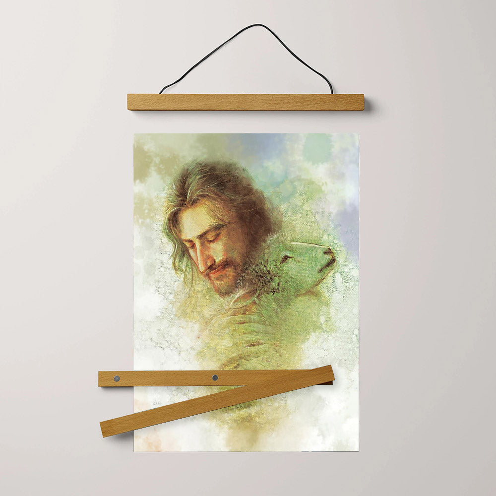 Jesus And The Lamb Picture - Rejoice Portrait Hanging Canvas Wall Art - Christian Wall Decor - Religious Canvas