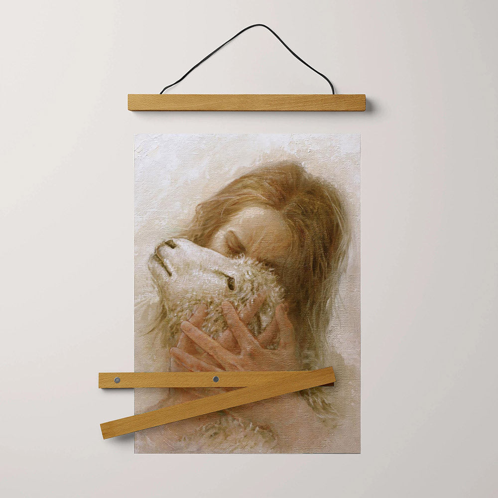 Jesus And The Lamb Picture - The Shepherd's Embrace Portrait Hanging Canvas Wall Art - Christian Wall Decor - Religious Canvas