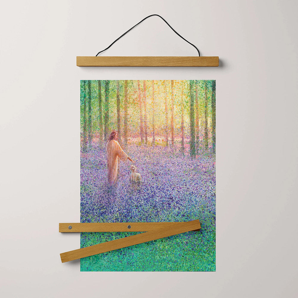 Jesus And The Lamb Picture - Walk With Me Portrait Hanging Canvas Wall Art - Christian Wall Decor - Religious Canvas