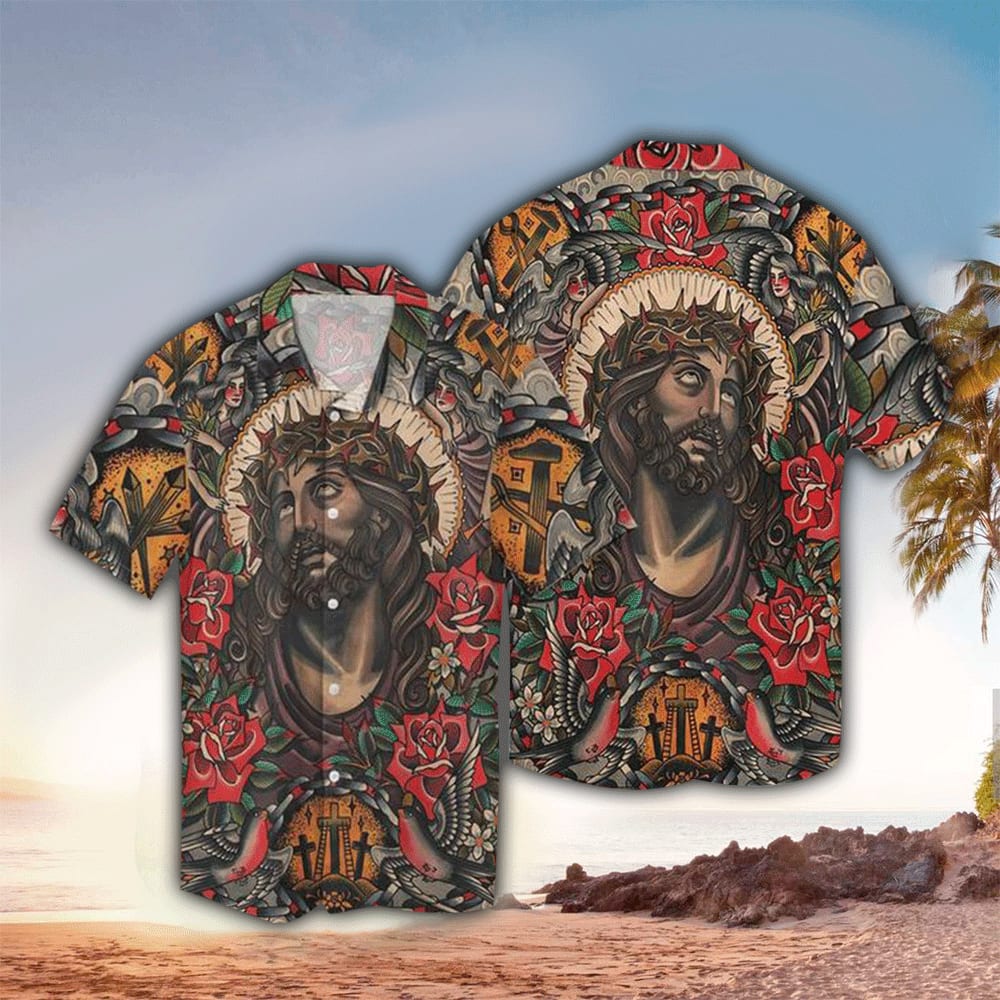 Jesus Art Vintage Hawaiian Shirt - Christian Hawaiian Shirts For Men & Women