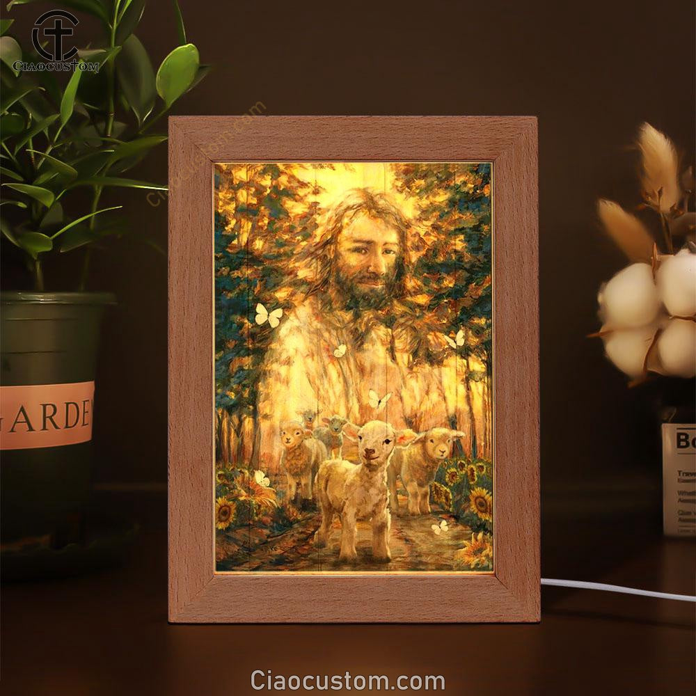 Jesus Artwork, Magic Forest, Little Lamb Painting Frame Lamp