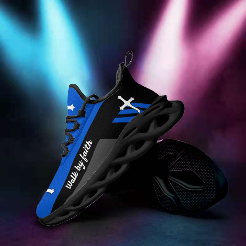 Jesus Blue Walk By Faith Yezy Running Sneakers 2 Max Soul Shoes - Christian Shoes For Men And Women
