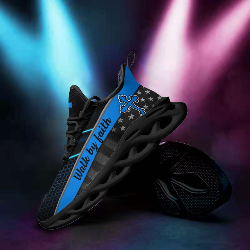 Jesus Blue Walk By Faith Yezy Running Sneakers Max Soul Shoes - Christian Shoes For Men And Women