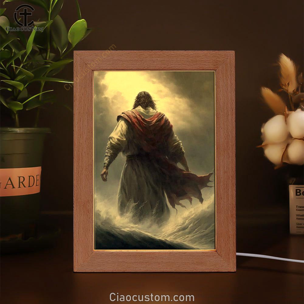 Jesus Calms The Storm Frame Lamp Pictures - Christian Wall Art - Jesus Frame Lamp Art