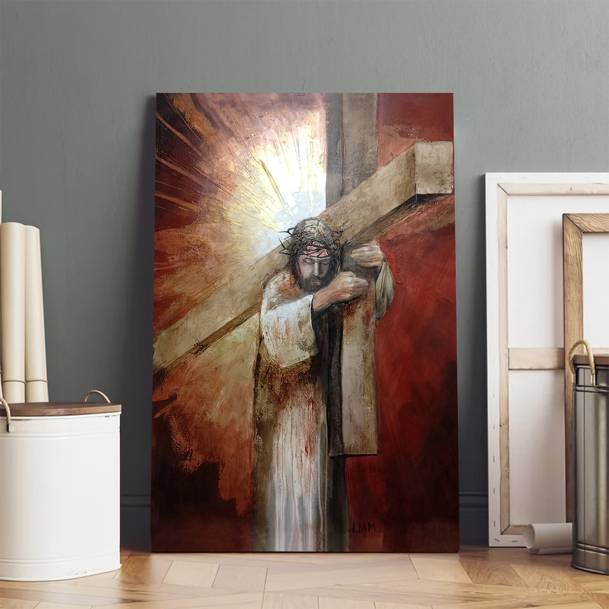 Jesus Carrying Cross Canvas Pictures - Jesus Canvas Painting - Christian Canvas Prints