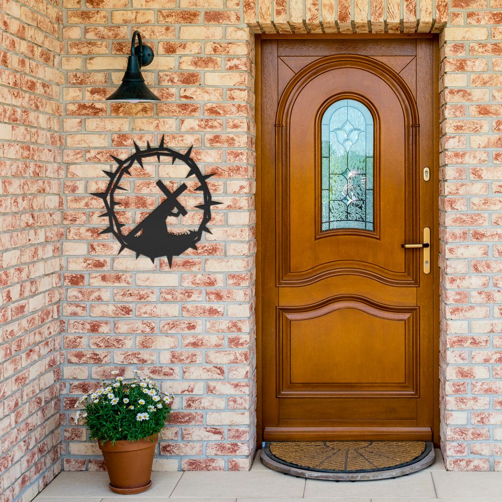 Jesus Carrying Cross Metal Sign 1 - Christian Metal Wall Art - Religious Metal Wall Decor