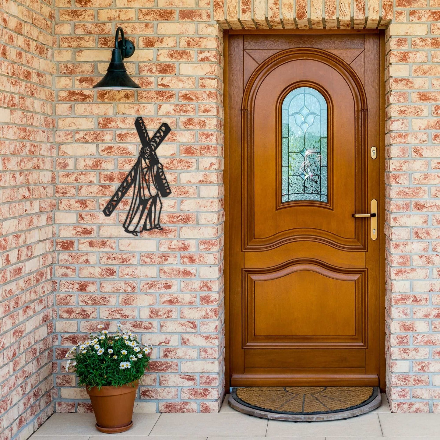 Jesus Carrying Cross Metal Sign 2 - Christian Metal Wall Art - Religious Metal Wall Decor