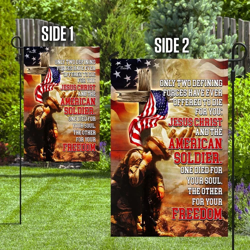 Jesus Christ American Patriot House Flags - Christian Garden Flags - Outdoor Christian Flag