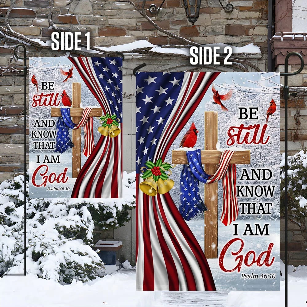Jesus Christ Cross Flag Be Still And Know That I Am God Christmas Flag - Christmas Garden Flag - Christmas House Flag - Christmas Outdoor Decoration