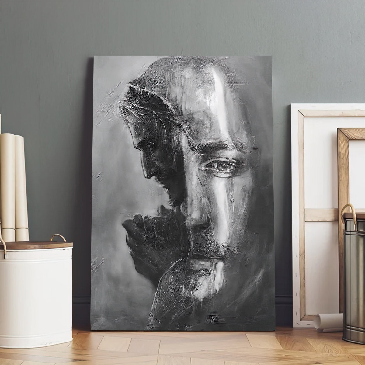 Jesus Christ Crying The Lords Prayer Canvas Pictures - Jesus Painting Canvas - Christian Canvas Wall Art