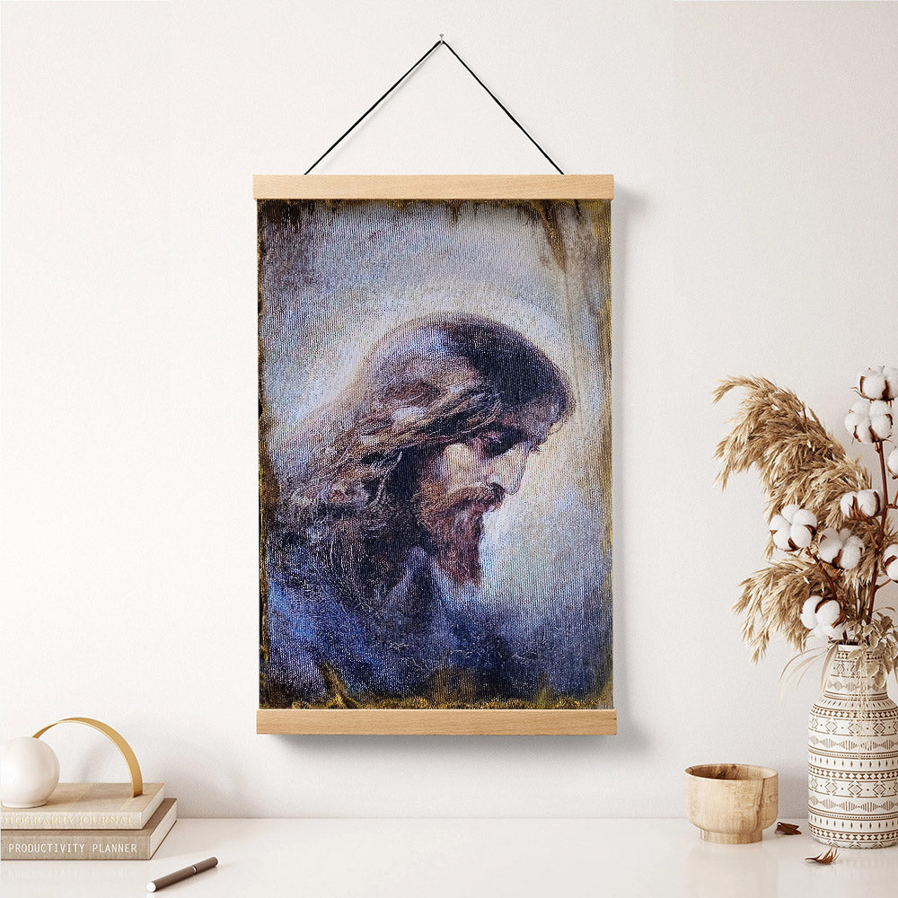 Jesus Christ Face Portrait Hanging Canvas Wall Art - Jesus Portrait Picture - Religious Gift - Christian Wall Art Decor