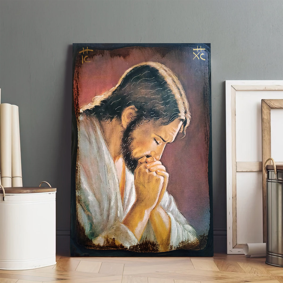 Jesus Christ In Prayer Canvas Wall Art - Jesus Portrait Picture - Religious Gift - Christian Wall Art Decor