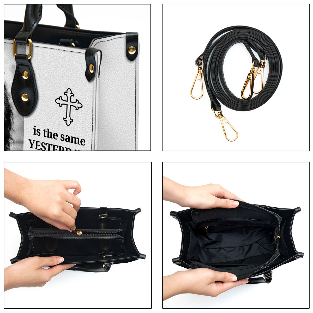 Jesus Christ Is The Same Yesterday And Today And Forever Personalized Leather Bag For Women - Religious Gifts For Women