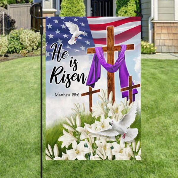 Jesus Christ Lily He Is Risen Easter House Flags - Religious Easter Garden Flag - Christian Outdoor Easter Flags