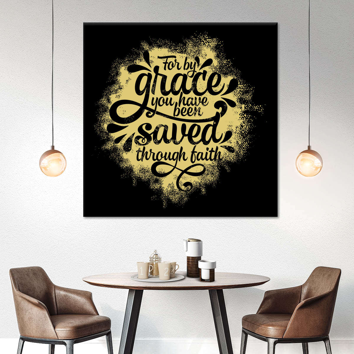 Jesus Christ Saves Typography Square Canvas Art - Christian Wall Decor - Christian Wall Hanging