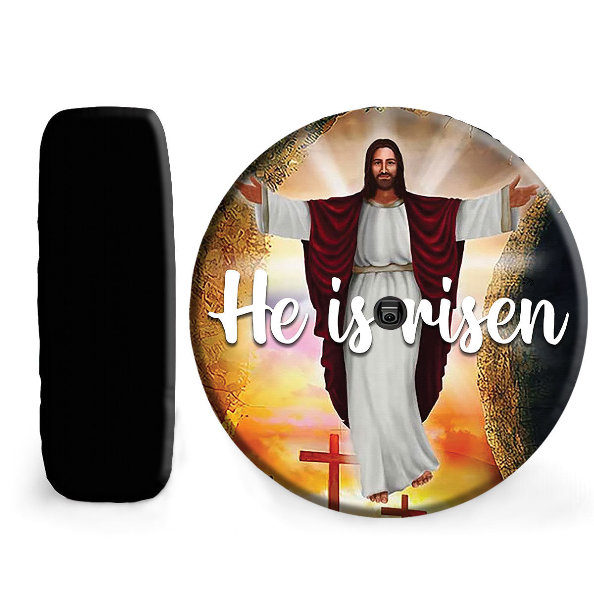 Jesus Christ Spare Tire Cover He Is Risen Tire Cover - Christian Tire Cover