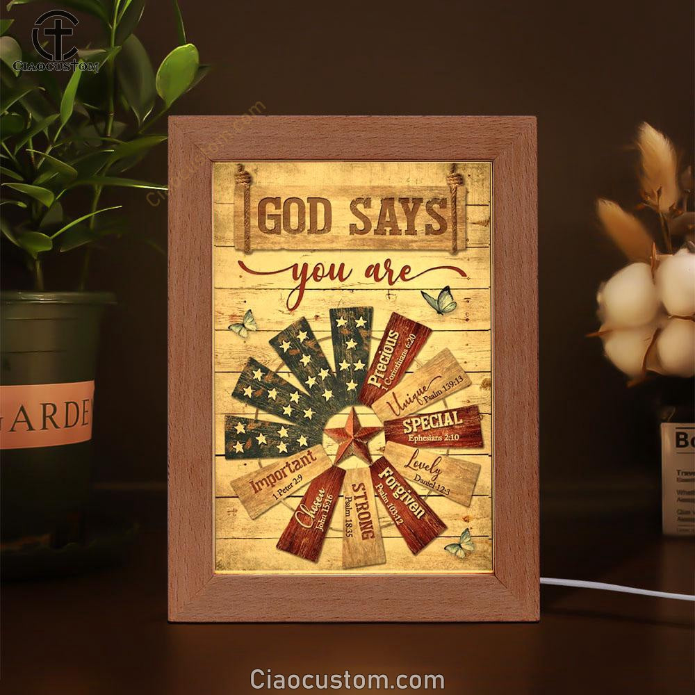 Jesus Christ Star Symbol God Says You Are Frame Lamp