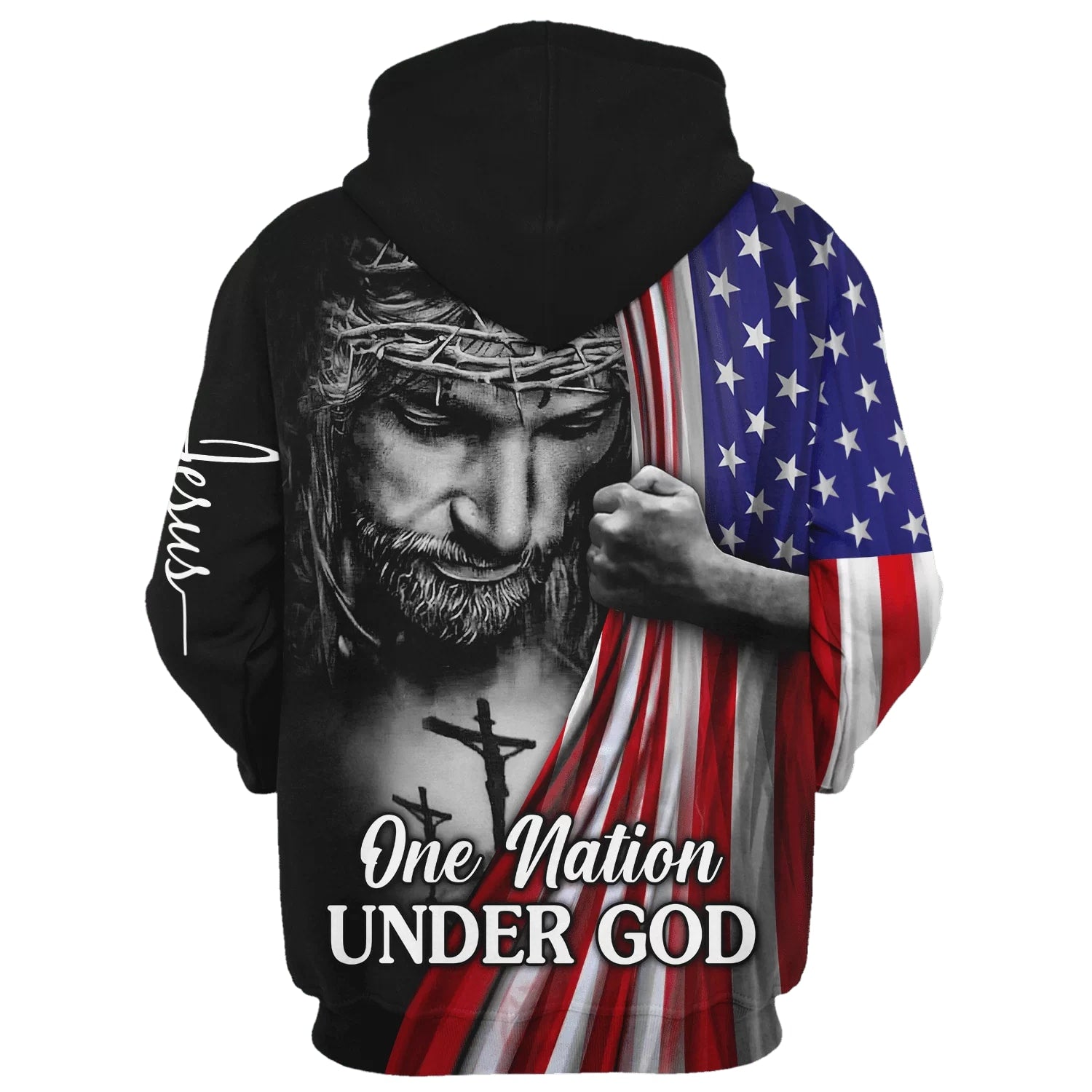 Jesus Christian Flag American - One Nation Under God Hoodie - Men & Women Christian Hoodie - 3D Printed Hoodie
