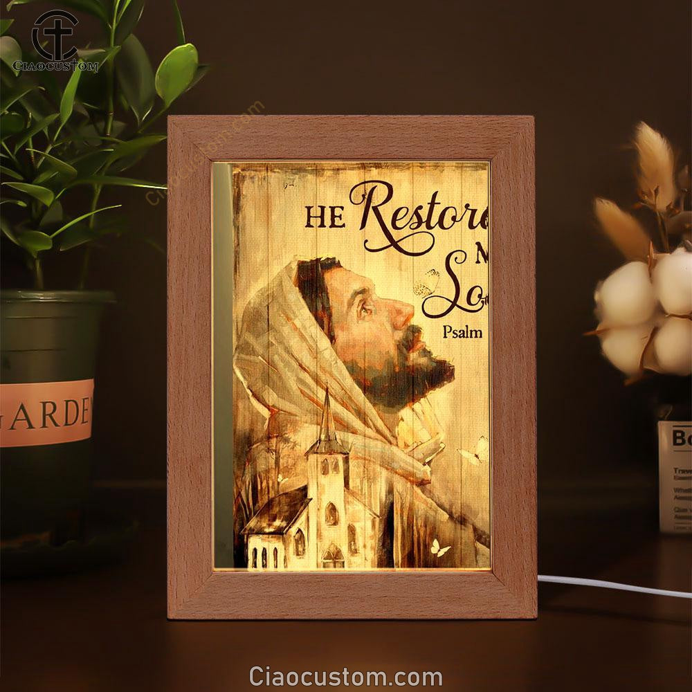 Jesus Church He Restores My Soul Frame Lamp