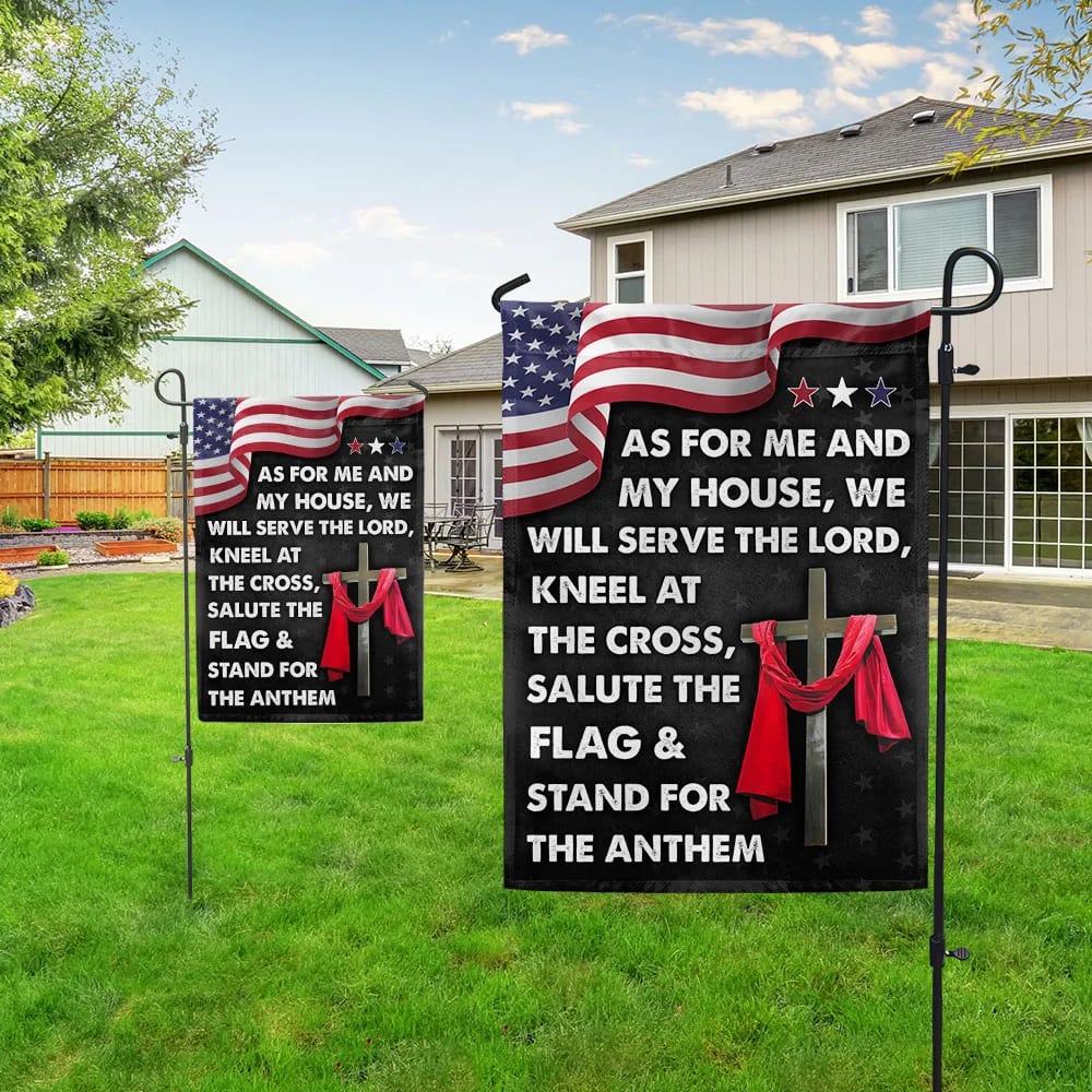 Jesus Cross American House Flags As For Me And My House We Will Serve The Lord House Flags - Christian Garden Flags - Outdoor Christian Flag