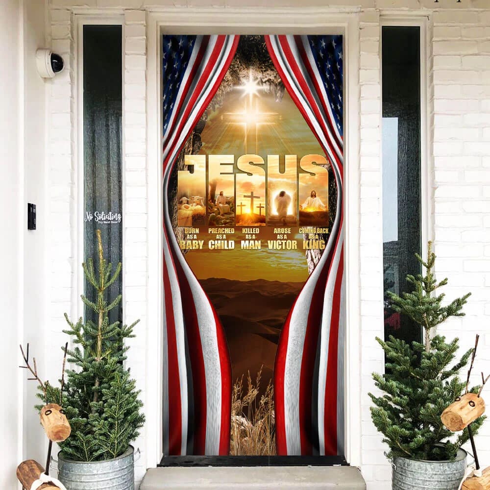 Jesus Door Cover Coming Back As A King - Religious Door Decorations - Christian Home Decor