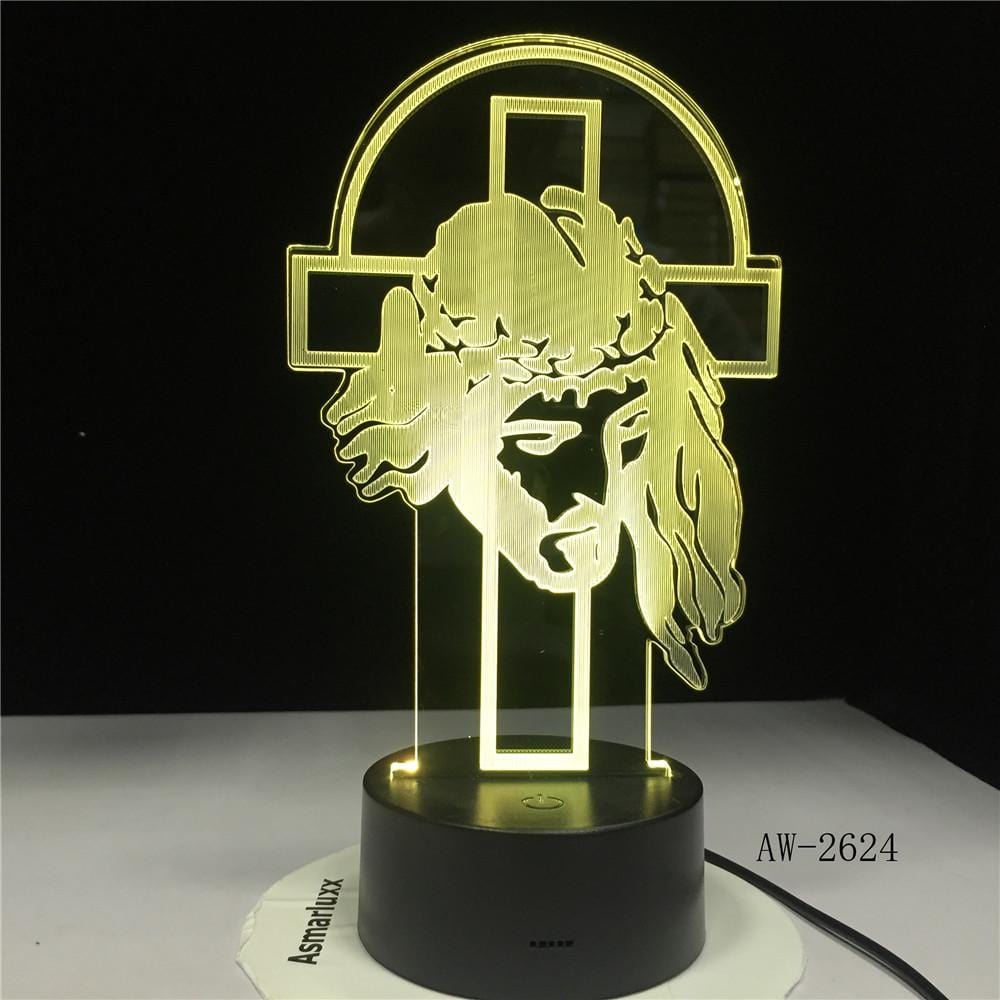 Jesus Face 3D Illusion Lamp - Christian Lamp - Christian Night Light - Christian Home Decor - Christian Easter Gifts