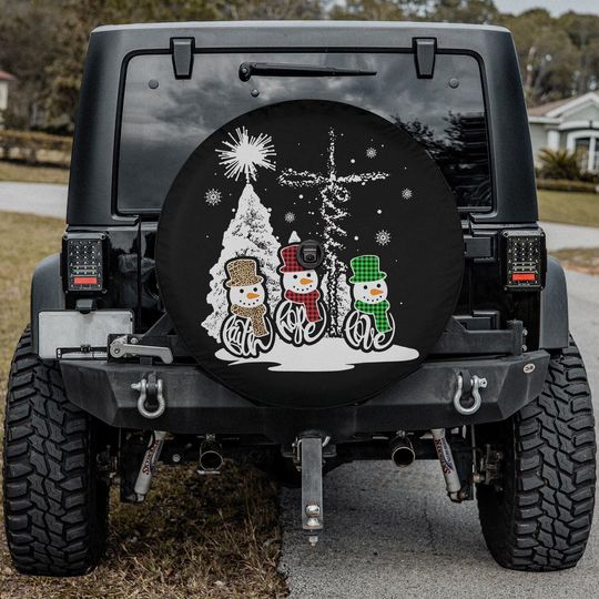 Jesus Faith Hope Love Snowman Spare Tire Cover - Christian Tire Cover