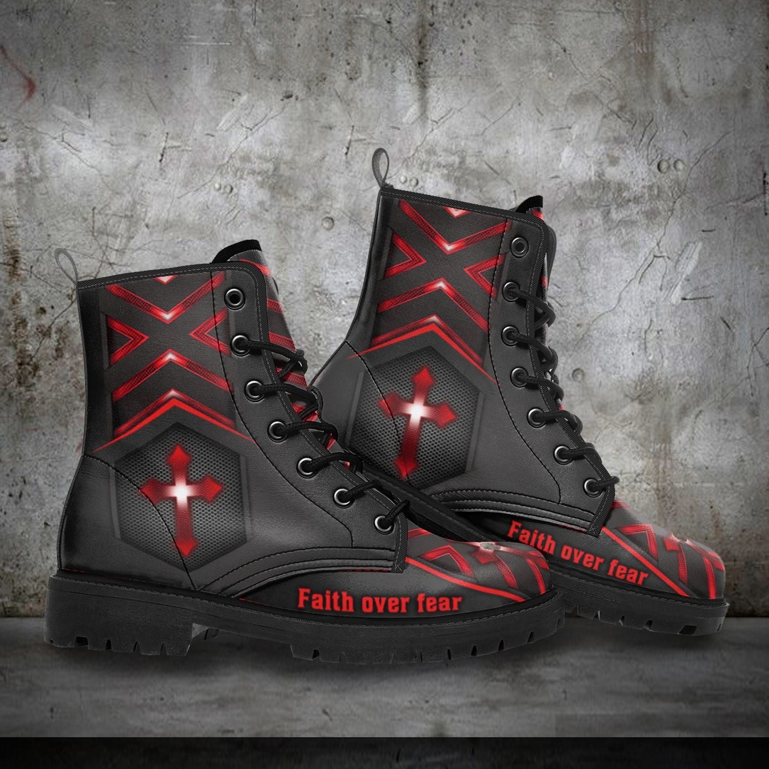 Jesus Faith Over Fear Leather Boots – Ciaocustom
