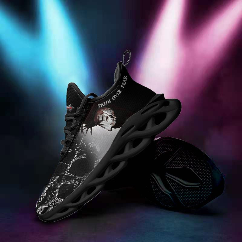 Jesus Faith Over Fear Yezy Running Sneakers Max Soul Shoes - Christian Shoes For Men And Women