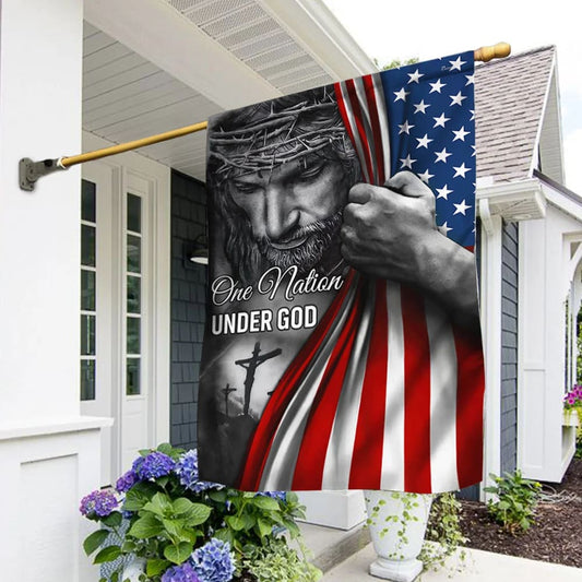 Jesus Flag One Nation Under God American Flag - Christmas Garden Flag - Christmas House Flag - Christmas Outdoor Decoration