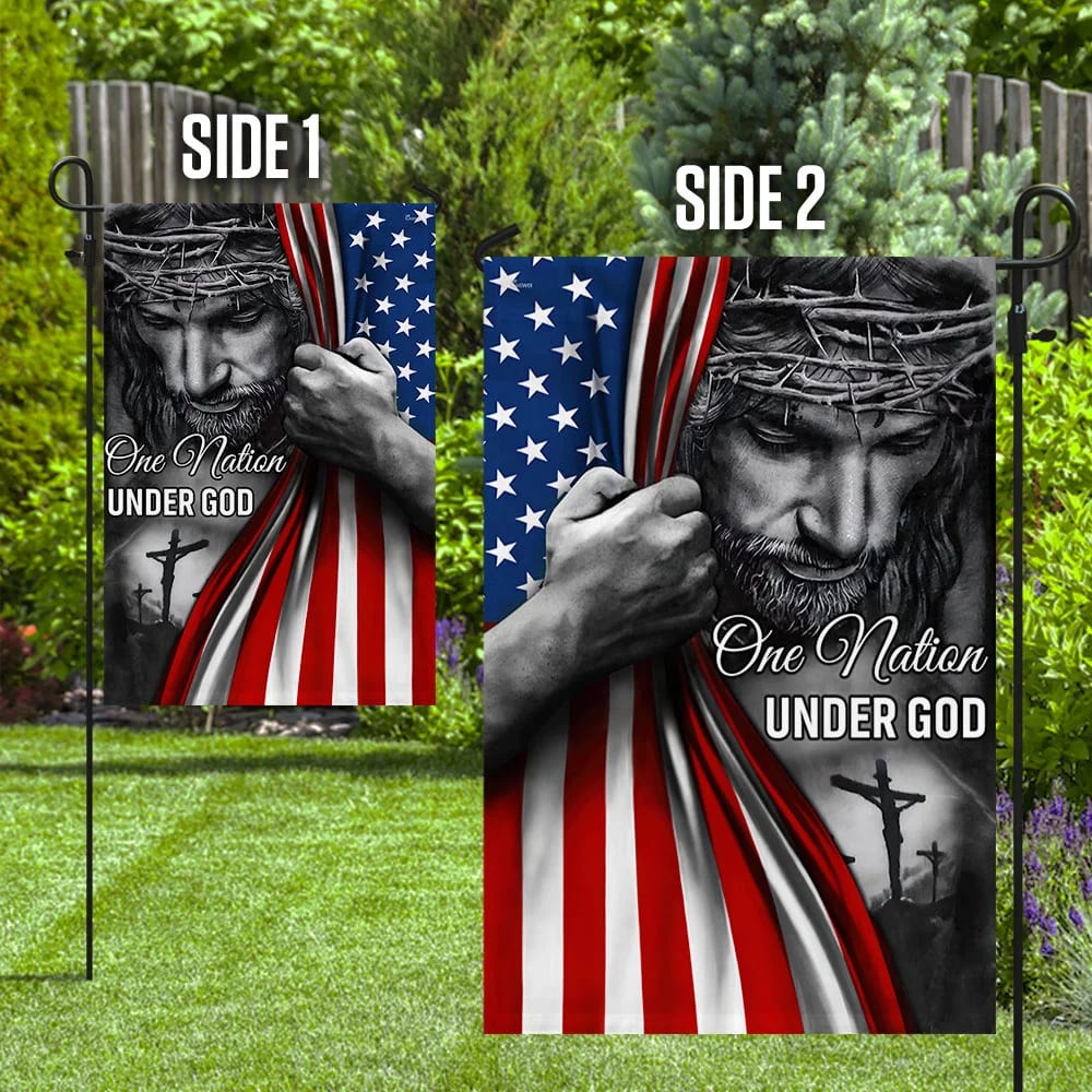 Jesus Flag One Nation Under God American Flag - Christmas Garden Flag - Christmas House Flag - Christmas Outdoor Decoration