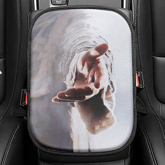 Jesus Gives Hand Seat Box Cover, Jesus Christ Car Center Console Cover, Christian Car Interior Accessories
