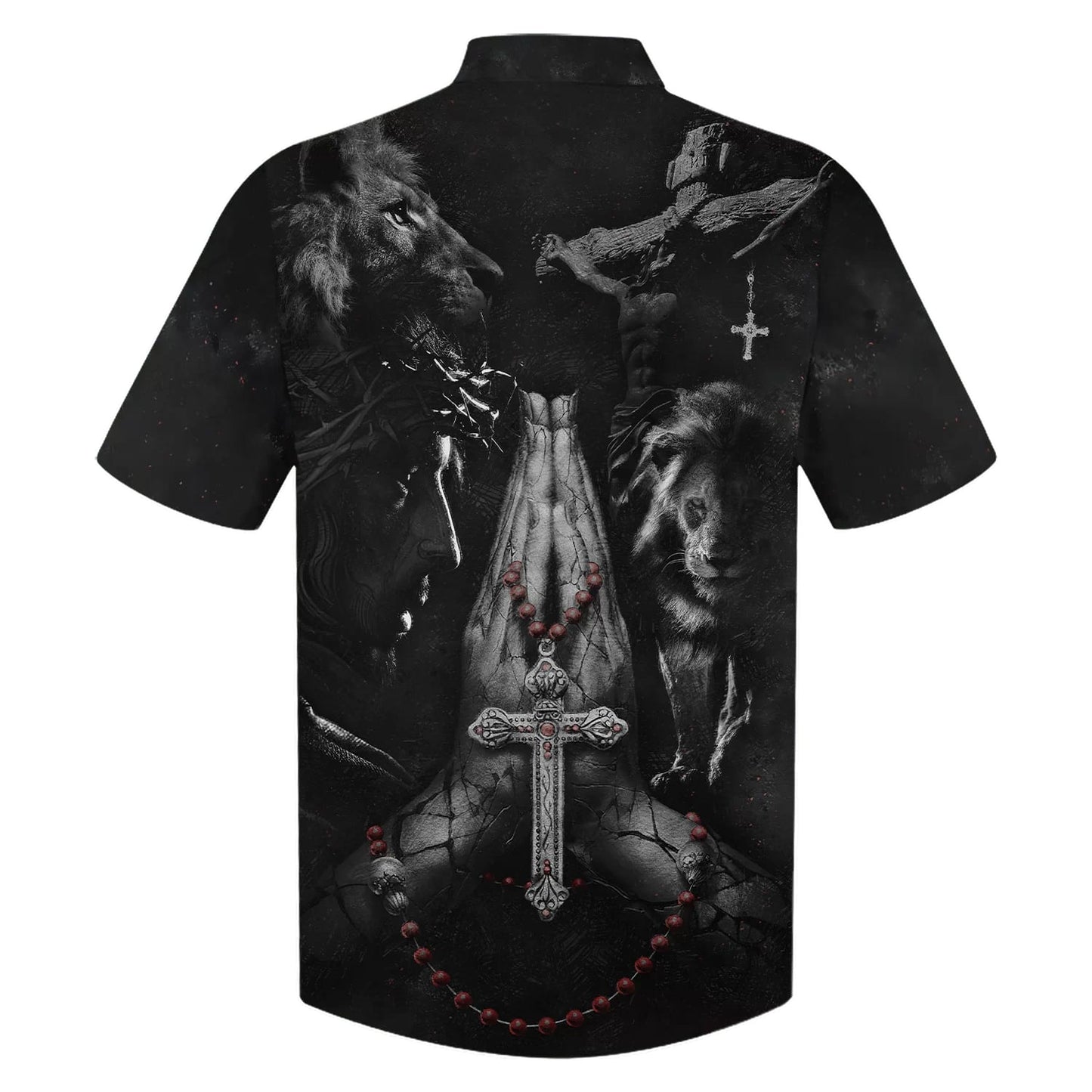 Jesus Hands Praying Lion Hawaiian Shirts - Christian Hawaiian Shirt - Hawaiian Shirts For Men