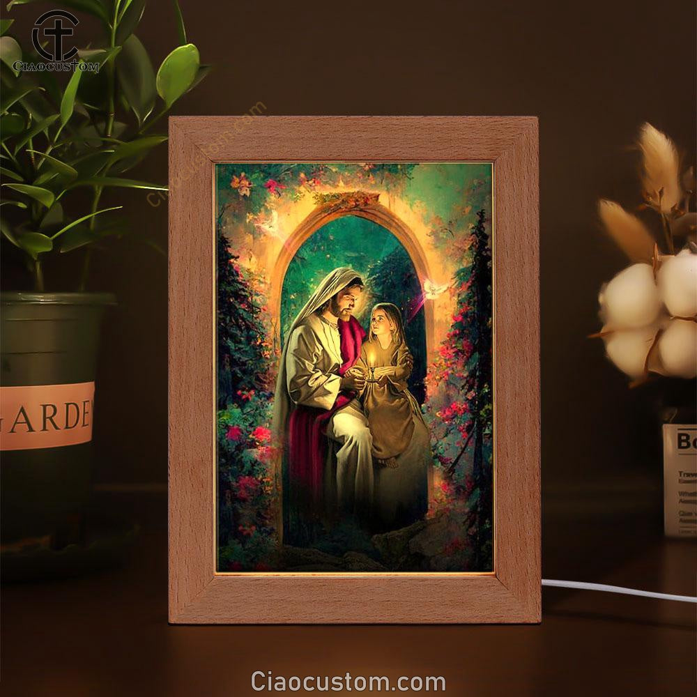 Jesus Holding A Baby Girl Frame Lamp Pictures - Jesus Art Prints - Jesus Art - Christian Home Decor