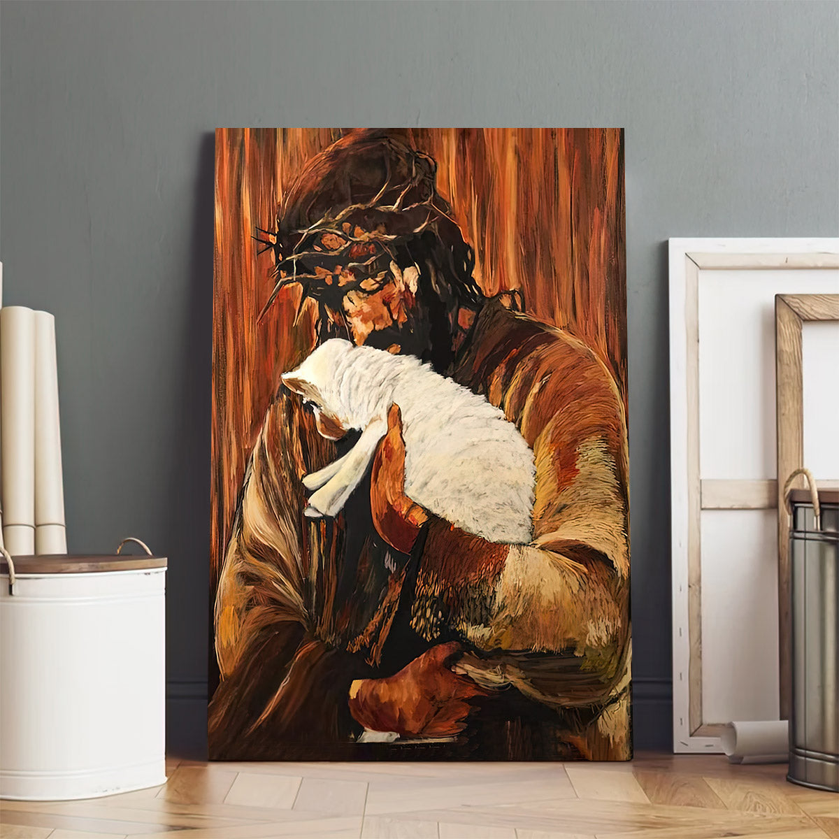 Jesus Holding Lamb Canvas Pictures - Jesus Canvas Painting - Christian Canvas Prints