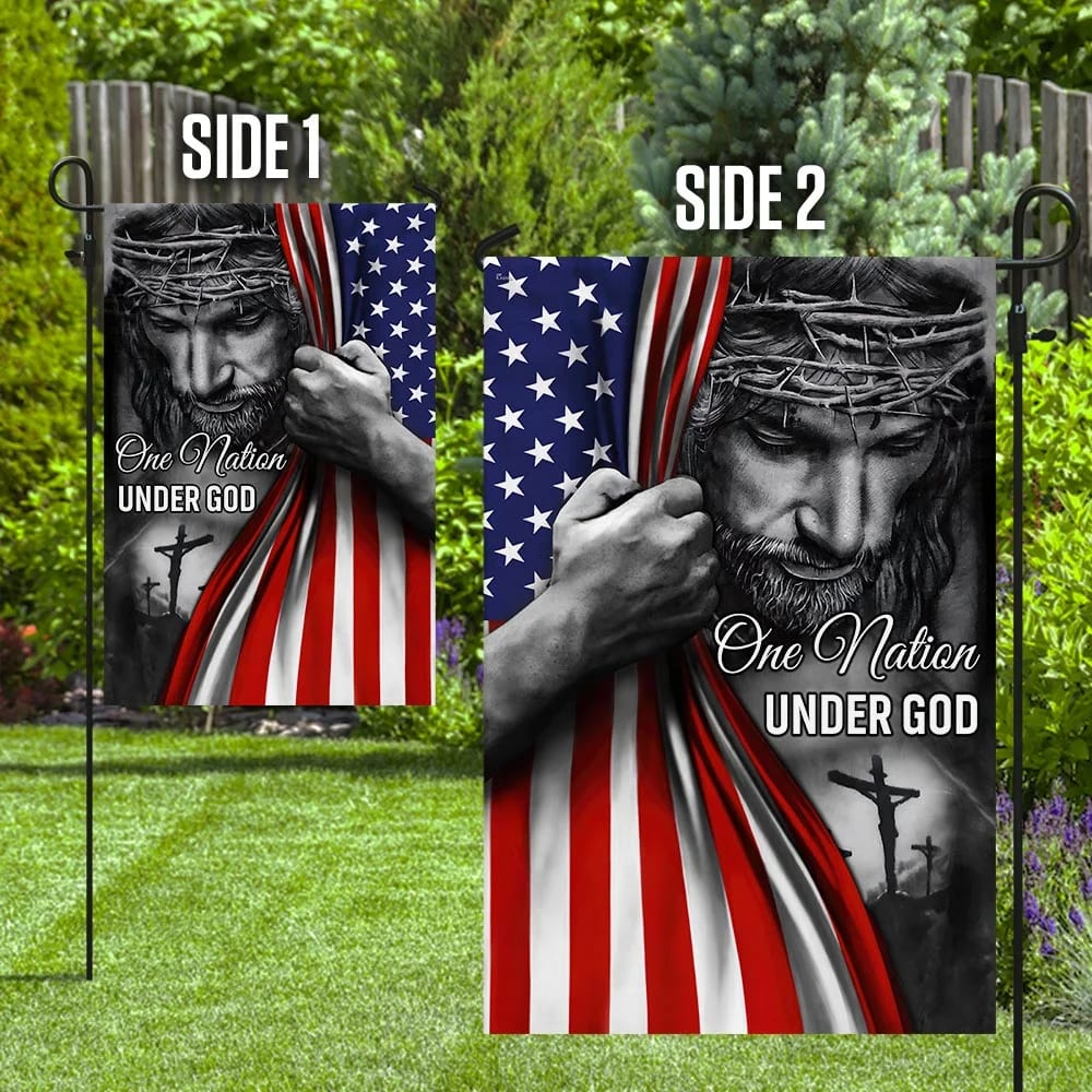 Jesus House Flags One Nation Under God Jesus House Flags - Christian Garden Flags - Outdoor Christian Flag