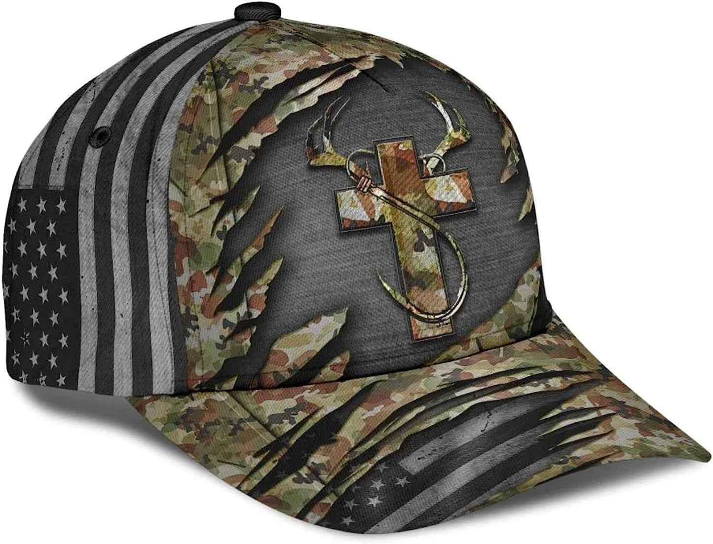 Jesus Hunting Fishing Camo Baseball Cap - Christian Hats for Men and Women