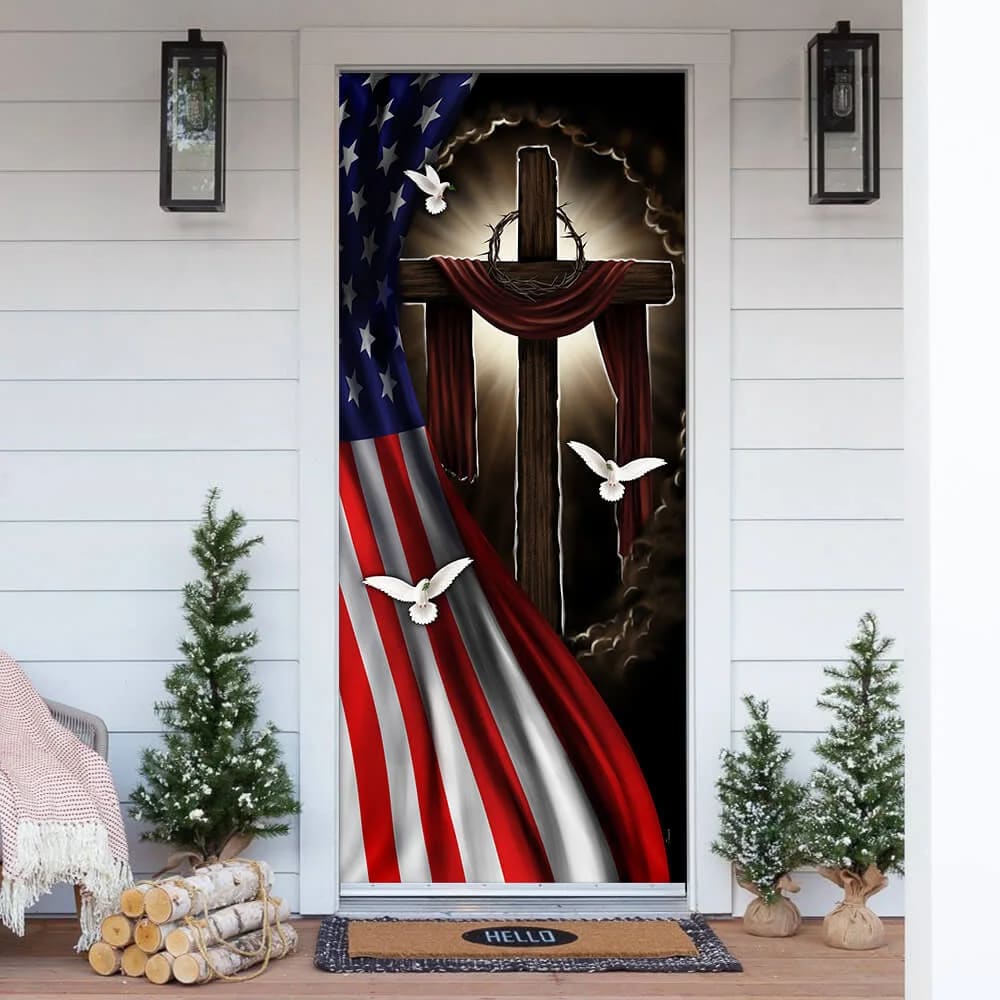 Jesus In America Door Cover - Religious Door Decorations - Christian Home Decor