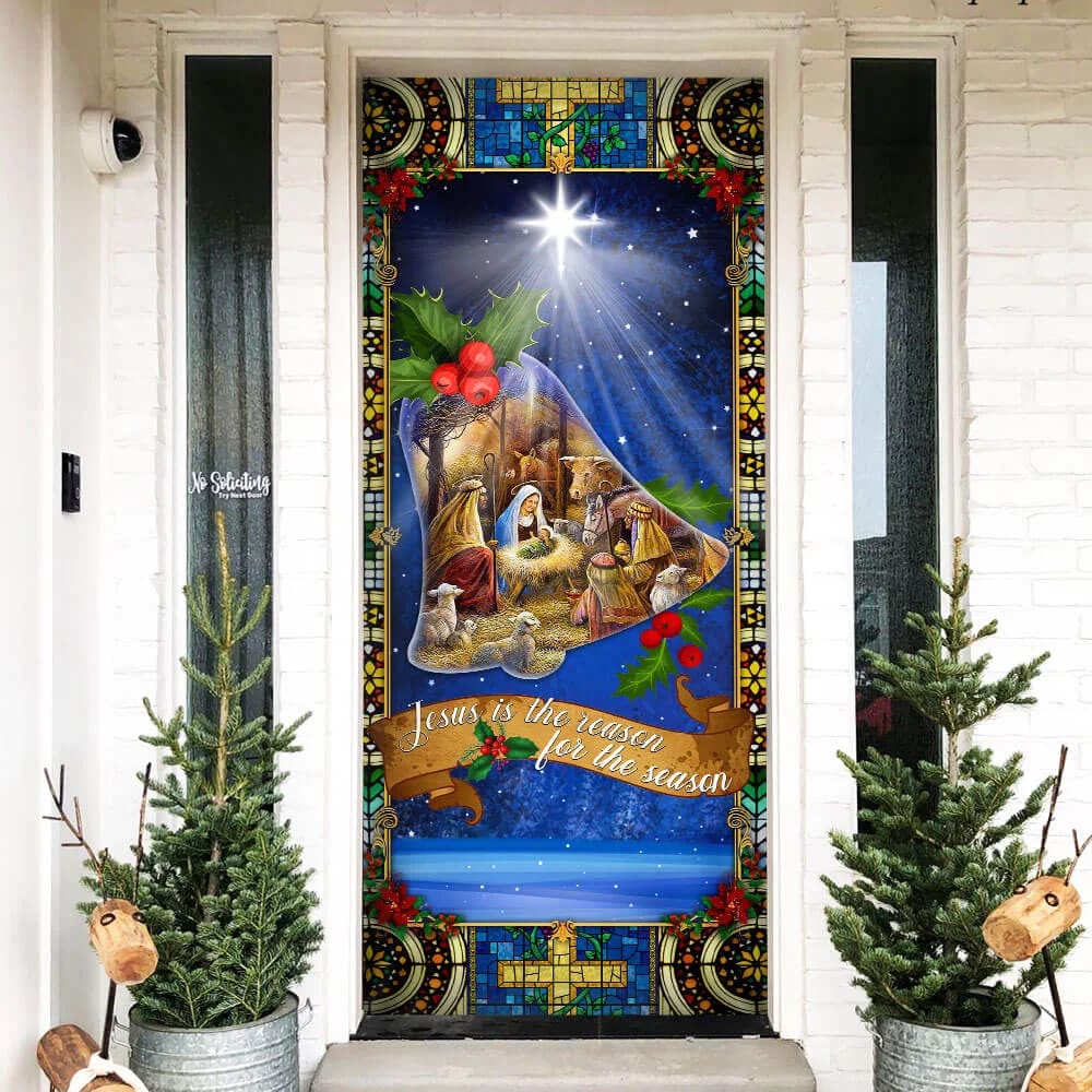 Jesus Is Born Door Cover 2 - Religious Door Decorations - Christian Home Decor