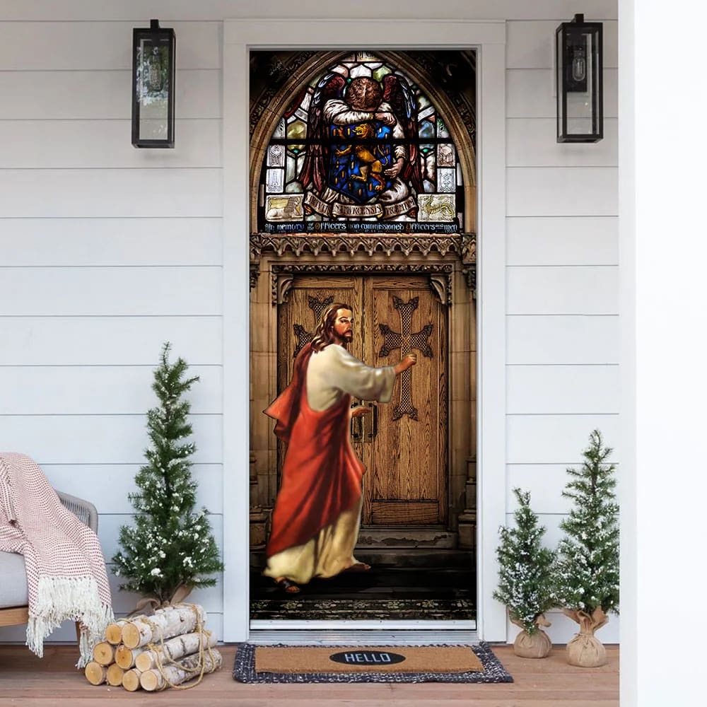 Jesus Is Knocking At The Door Door Cover - Religious Door Decorations - Christian Home Decor