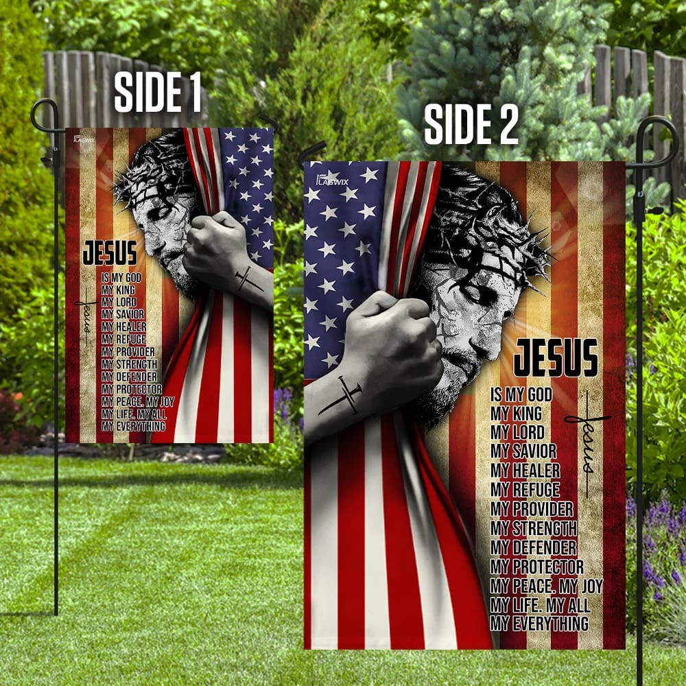 Jesus Is My God House Flag - Christian Garden Flags - Christian Flag - Religious Flags