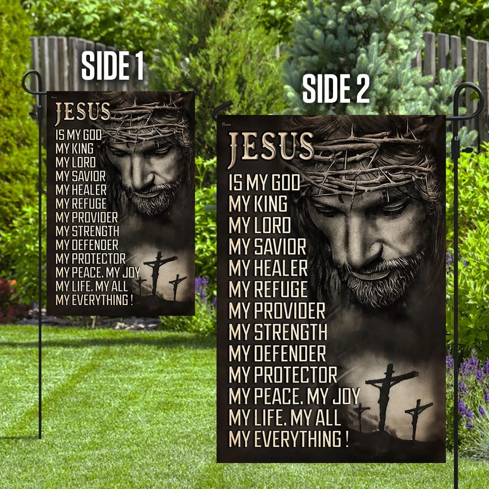 Jesus Is My God My Lord My Savior House Flag - Christian Garden Flags - Christian Flag - Religious Flags
