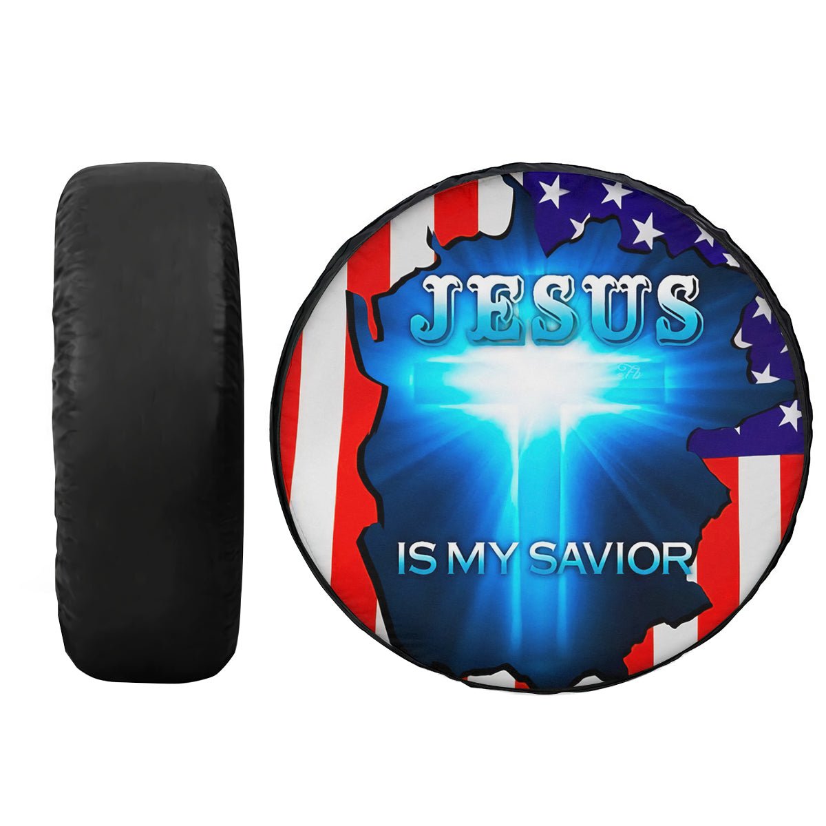Jesus Is My Savior Spare Tire Cover - Crack Usa Flag Wheel Cover One Nation Under God Religious Gifts For God Believers