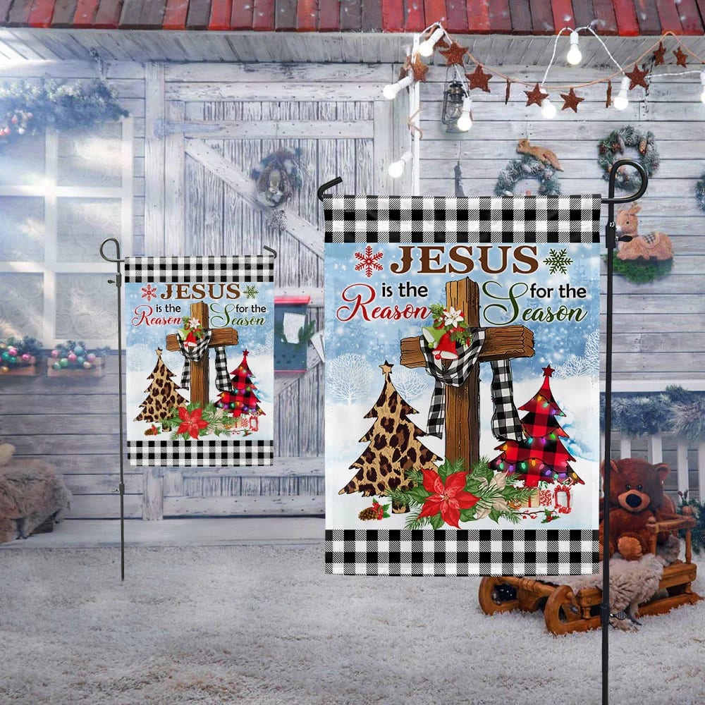 Jesus Is The Reason For The Season Religious Cross Christmas Flag - Christmas Garden Flag - Christmas House Flag - Christmas Outdoor Decoration
