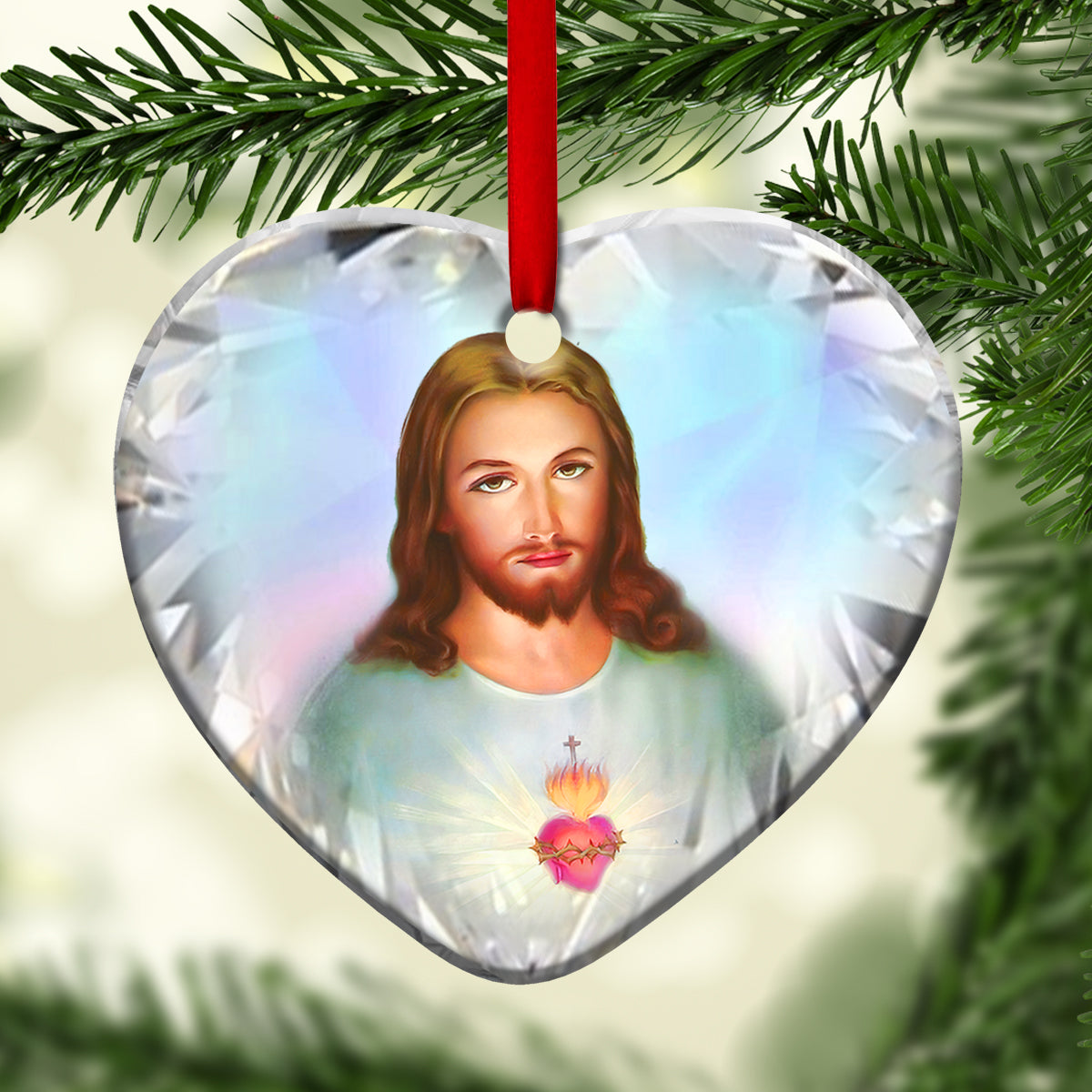 Jesus Jewelry Style Heart Ceramic Ornament - Christmas Ornament - Christmas Gift