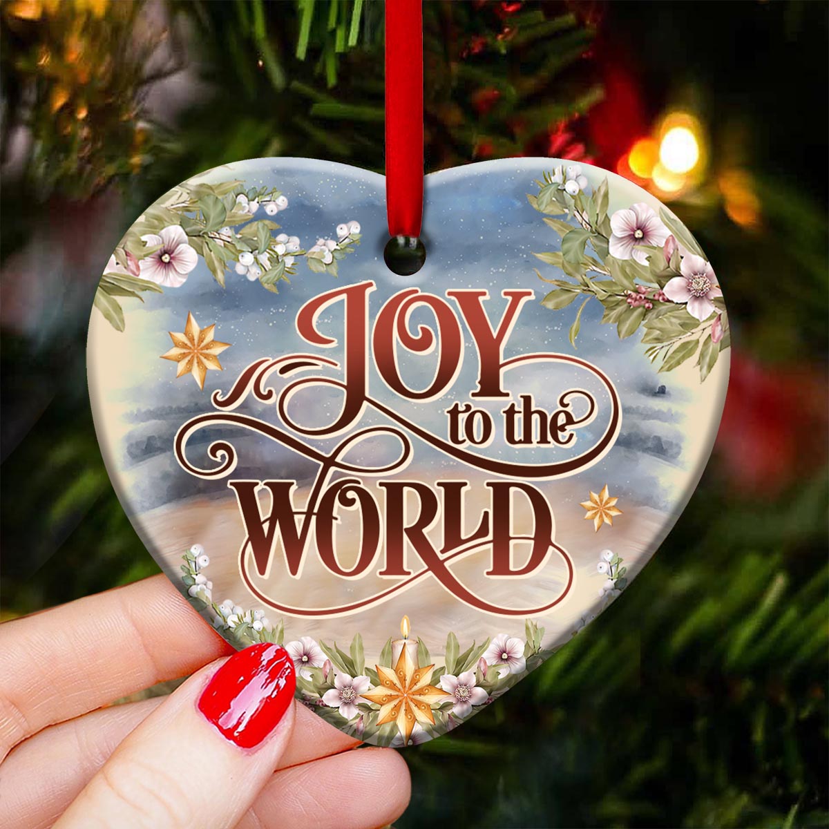 Jesus Joy To The World Heart Ceramic Ornament - Christmas Ornament - Christmas Gift