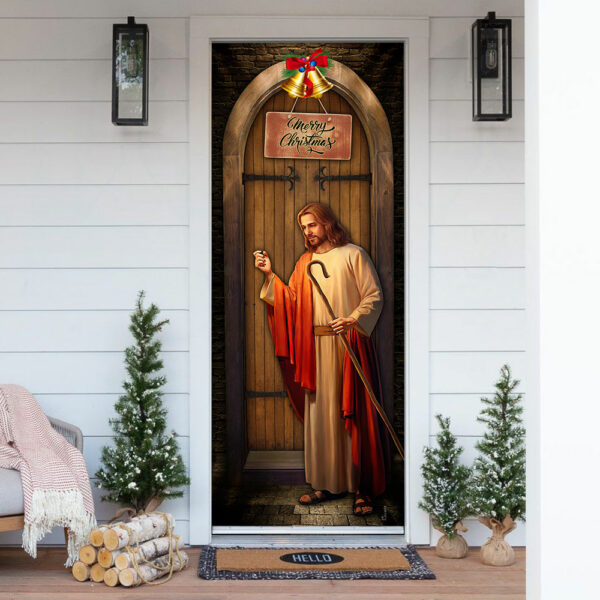 Jesus Knocking On The Door - Merry Christmas Door Cover - Jesus Door Cover