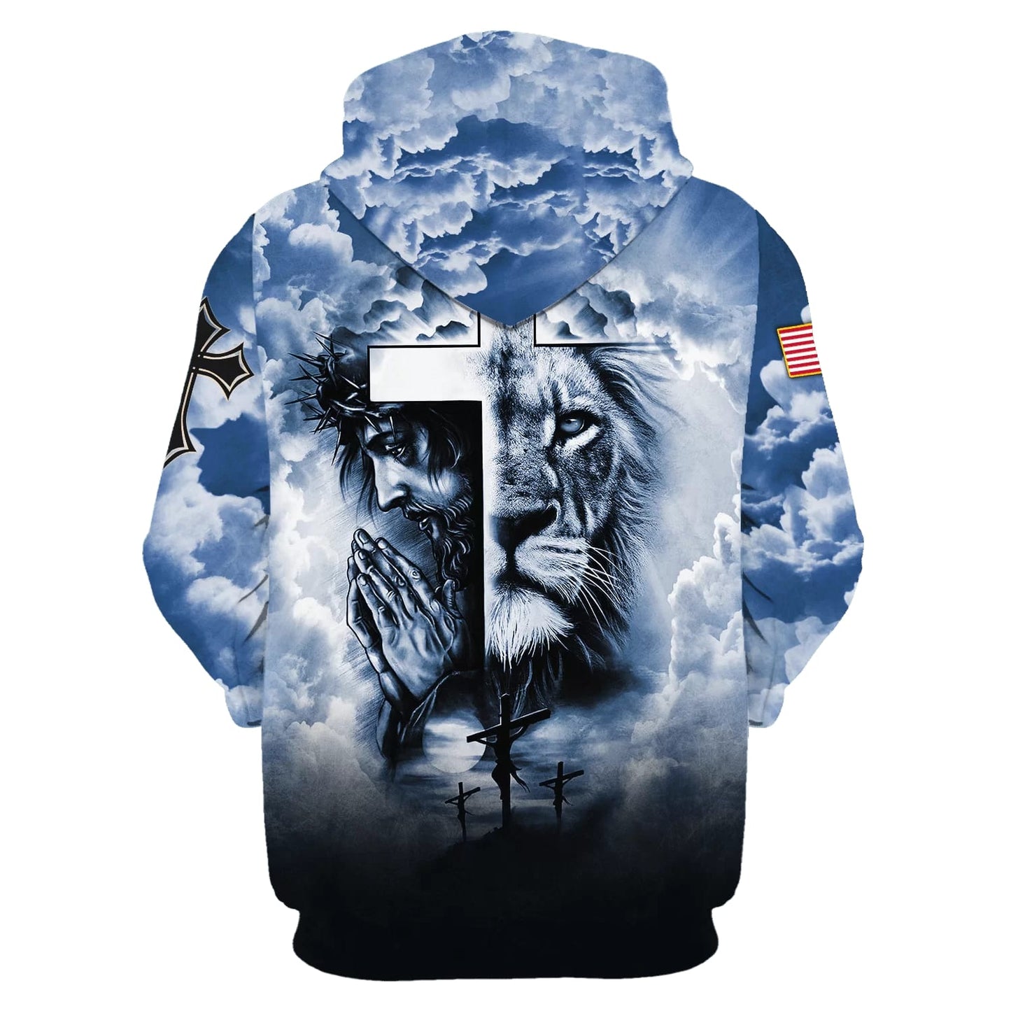 Jesus, Lion And Cross Hoodie - Men & Women Christian Hoodie - 3D Printed Hoodie