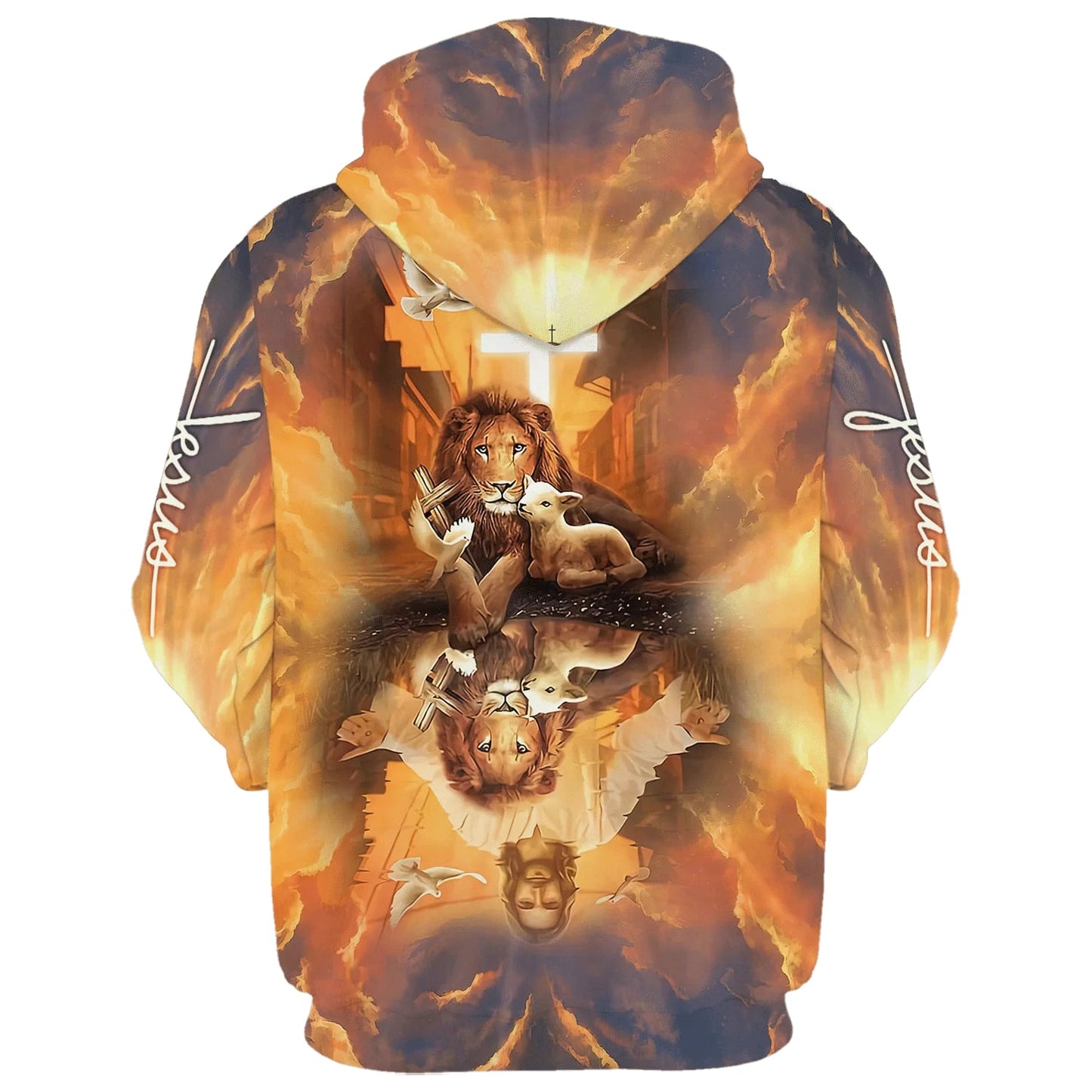 Jesus Lion King And Lamb Cross 3D Hoodies - Jesus Hoodie - Men & Women Christian Hoodie - 3D Printed Hoodie