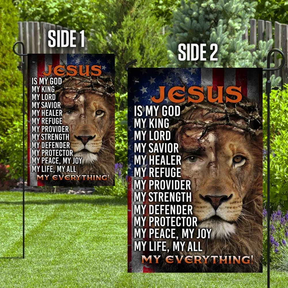 Jesus Lion Of Judah Jesus My Everything House Flags - Christian Garden Flags - Outdoor Christian Flag